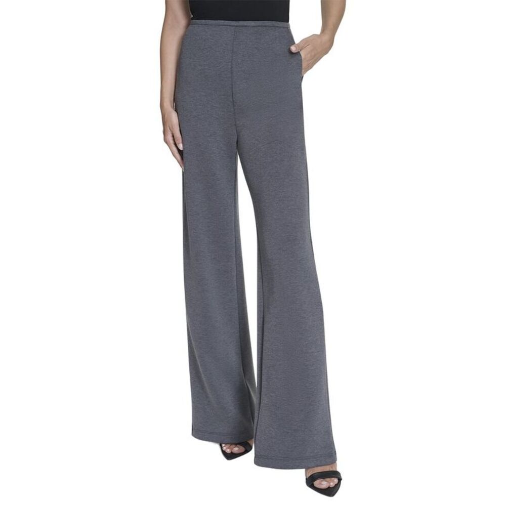 Halston Womens  Wide Leg Mélange Pant